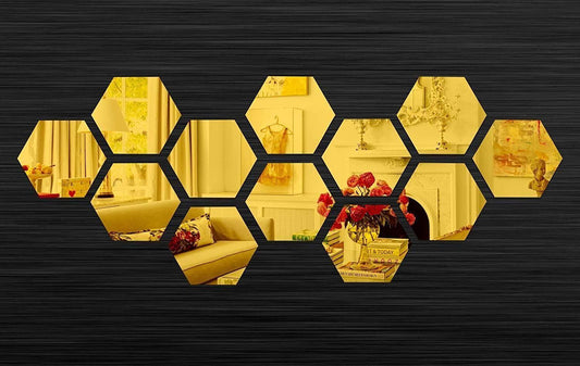 Acrylic Hexagon Mirror Wall Stickers
